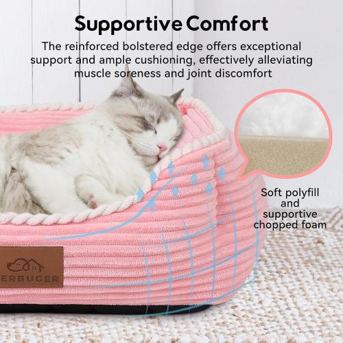 Orthopedic Dog Bed for Medium Dogs,Dog Sofa Beds Supportive Foam Pet Couch Bed with Removable Washable Mat and Nonskid Bottom (Medium, Pink)