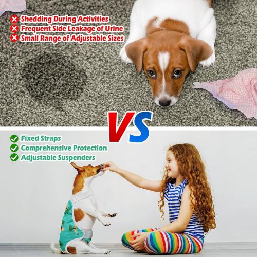 Size M-L 3 Pack Washable Female Dog Diaper Onesie Sanitary Pantie with Adjustable Suspender, Reusable Fixed Doggie Diapers, Super Absorbent Leakproof for Small Medium Large Dog in Heat Cycle