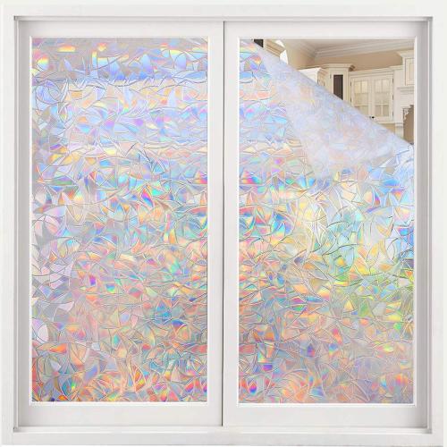 Volcanics Privacy Window Film Decorative Window Cling Glass Film Reflective 3D Window Film 60 x 200CM Non-Adhesive Window Stickers Static Cling Window Covering