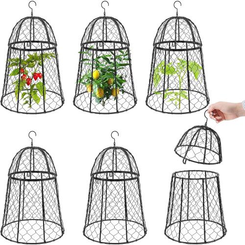 8 Pack Garden Cloches for Plants, Sturdy Chicken Wire Cloches Plant Cover | Includes 6 Ground Stakes, Large Wire Cage, Animal Barrier, Protect Plants from Rabbits, Squirrels, Birds & Chickens