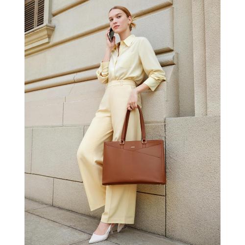 LOVEVOOK Laptop Tote Bag for Women,15.6 Inch Waterproof Computer Bags Women Business Office Work Bag Briefcase, Brown