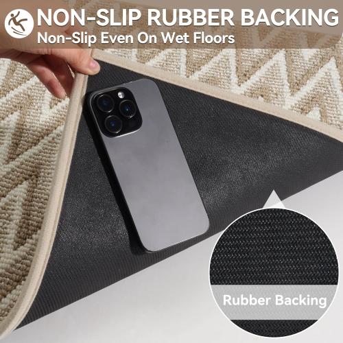 Indoor Door Mat 17x30,Dirt Trapping & Absorbent Non-Slip Rubber Backing Front Doormat for Entryway Low-Profile,Inside Entrance,Shoe Mat for Entry, Washable & Easy to Clean Brown