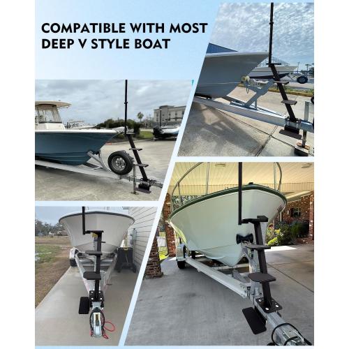 Boat Trailer Step Ladder, 4-Step with Safety Handle, Non-Slip Surface, Universal Trailer Tongue Mount, Black (4 Step)