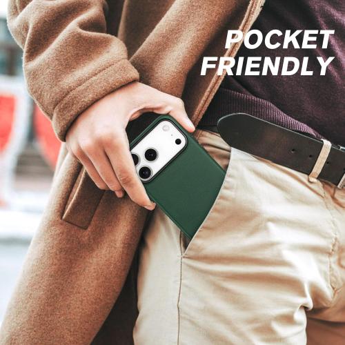 SHIELDON Genuine Leather Case for iPhone 17 Pro Max 6.9 2025 | [Camera Button Updated], Compatible with Magsafe, Magnetic Wireless Charging, Slim Fit, Shockproof, Protective Phone Cover - Evergreen