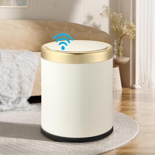 Automatic Motion Sensor Bathroom Trash Can with Lid, 2.8 Gallon Touchless Trash Garbage Bin Small Mini Trash Cans Trashcan -White
