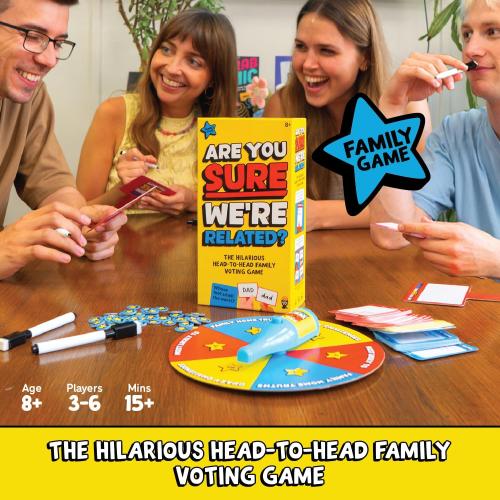Lucky Egg are You Sure We’re Related? – Hilarious Family Games for Kids and Adults | Board Game with 200 Cards, Paddles & Spinner | Party Games for Family Game Night for 8  | 2–8 Players