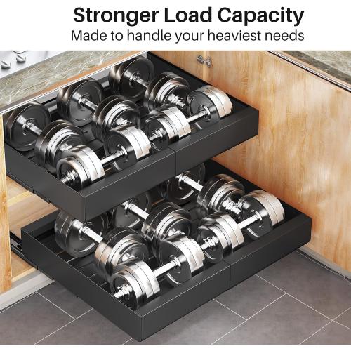 Pull out Cabinet Organizer, Expandable(12-20) Heavy Duty Slide out Drawer Fixed with Adhesive Nano Film for Pots, Roll out Shelf Storage for Kitchen Base Cabinet Organization, Pantry, Bathroom