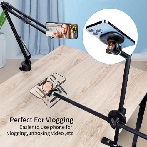 Black VRIG MG-01 Magnetic Tripod Mount,1/4 Tripod Adapter w Magnetic Ring, Multiple Locating Holes for ARRI,Compact Size for iPhone 16/15/14/13/12 Series & All Phones & Cases