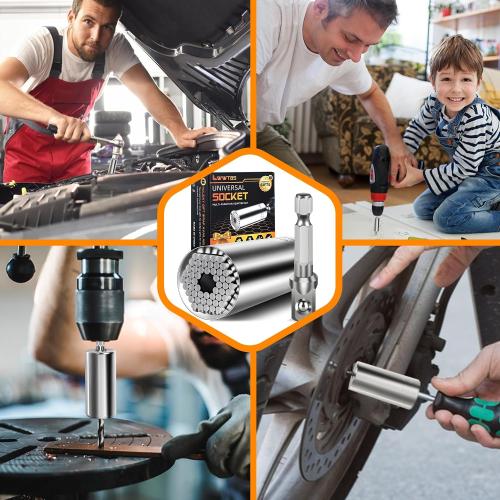Fathers Day Dad Gifts from Daughter Son Wife Super Universal Socket Tools Gifts for Mens Grip Socket Set with Power Drill Adapter Cool Tools Gadgets for Dad Valentines Day Gifts (1)
