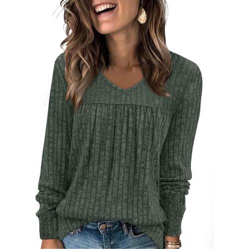 WIHOLL Long Sleeve Shirts for Women V Neck Lightweight Sweaters Casual Tunic Tops Outfits Fall Fashion Spring Clothes 2026 teal ? large
