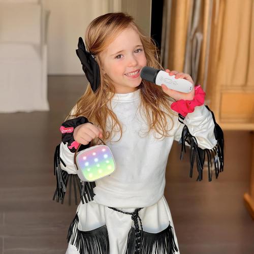 Mini Karaoke Machine for Kids Adults, Portable Bluetooth Speaker with 2 Wireless Microphones,Toys Birthday Gifts for Girls 3, 4, 5, 6, 7, 8, 9, 10, 11, 12  Years Old Toddler Teens(White)
