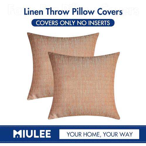 MIULEE Pack of 2 Decorative Burlap Linen Fall Autumn Throw Pillow Covers Modern Farmhouse Pillowcase Rustic Woven Textured Cushion Cover for Sofa Couch Bed 20x20 Inch Salmon