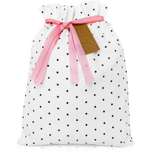 Gather & Knot Drawstring Gift Bags | 16 Medium | Premium Canvas | Reusable Fabric Wrap for Mother's Day, Weddings, Bridesmaids, Birthdays - All Occasion | Pink Floral