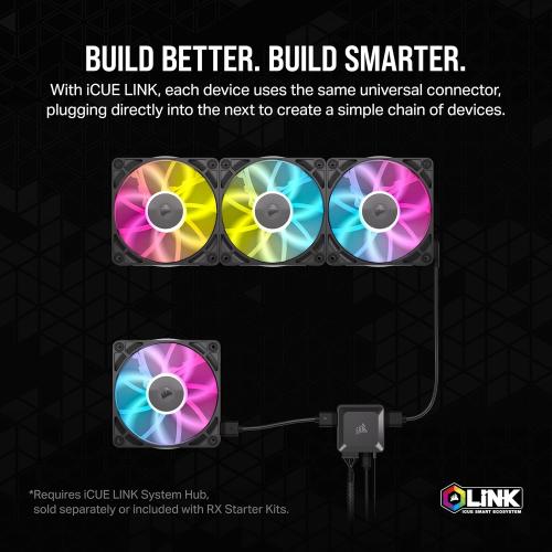 CORSAIR iCUE Link RX120 RGB 120mm PWM Fan - Magnetic Dome Bearing - Single Fan - Black