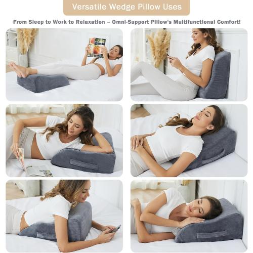 Leg Elevation Pillows, 8 Leg Pillows for Sleeping, Memory Foam Wedge Pillow for Swelling, Circulation, Pain Relief, Elevated Pillow for Post-Surgery, Back Support Pillows w/Washable Cover