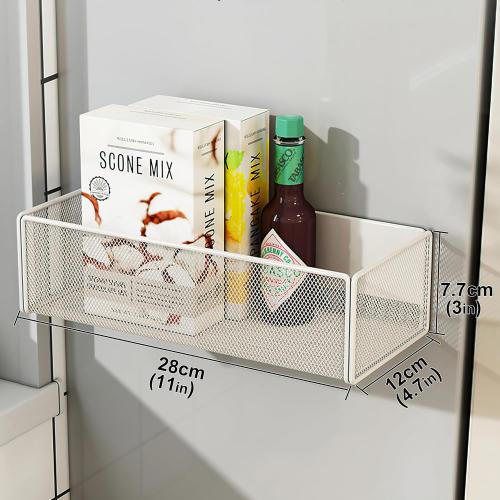 Magnetic Basket Organizer Holder for Fridge Magnetic Storage Bin Box Containers for Refrigerator Whiteboard Classroom (Large, White)