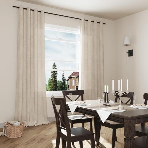 Beige Flax Linen Curtains 90 Inches Long for Bedroom Grommet Burlap Farmhouse Rustic Drapes Light Filtering Tan Semi Sheer 90 Inch Length Window Curtain 2 Panels Set for Living Dining Room