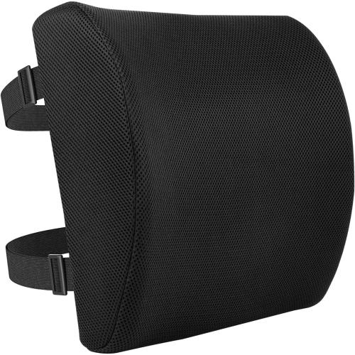 Amazon Basics Rectangular Comfortable Back Support Cushion for Office Chairs, Memory Foam, Black