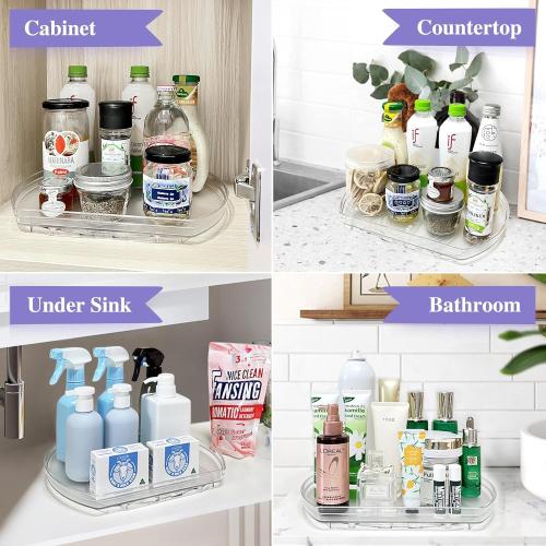 360° Rotating Lazy Susan Turntable Organizer - Multifunctional 11.8 x 8.7 Rectangular Organizer for Refrigerator, Cabinet, Pantry, and Kitchen Countertop