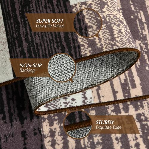 Large Area Rugs,Modern Geometric Patchwork Floor Decor for Bedroom Aesthetic Carpet, Rockwood Collection, Indoor Rugs for Living Room Dining Room Nursery Office Machine Washable Rug, Chocolate