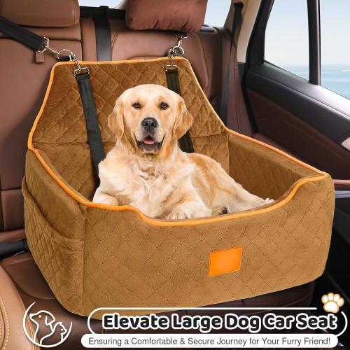 Dog Car Seat for Large/Medium Dog, Dog Booster Seat for Dogs Under 55Lbs Or 2 Small Dogs, Detachable and Washable Travel Dog Seat with Thick Cushion and Storage Pockets,Black