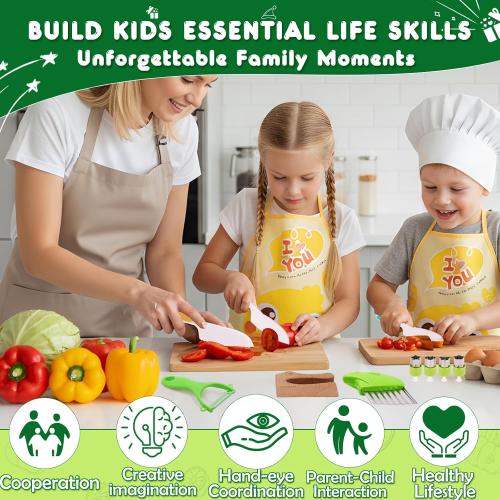Goodche 16 Pieces Toddler Knife Set- Kids Cooking Sets Real