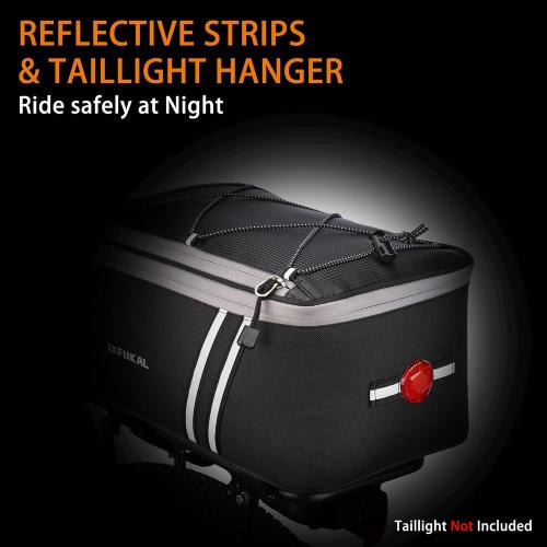JXFUKAL Rear Bike Rack Bag with Rain Cover, 7L/9L/10L/12L Waterproof Bicycle Ebike Saddle Bag Cycling Pannier Trunk Carrier with Reflector & Adjustable Cord for Commuter Travel Outdoor