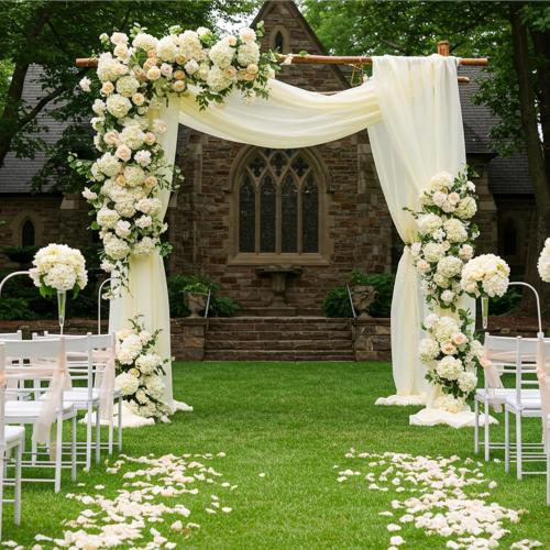 WHITE Auihiay 404PCS Hydrangea Artificial Flowers, Silk Artificial Flowers Heads with Stems, Champagne Lifelike Faux Flowers for Wedding Centerpieces, Arch and Background, Party, Home, Baby Shower Decor