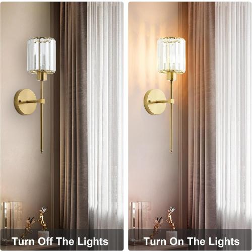 KARTOOSH Hardwired Crystal Wall Sconces Set of 2