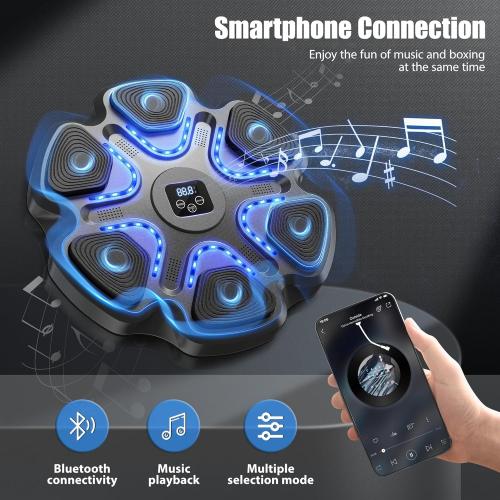 Black Music Boxing Machine,Smart Bluetooth Boxing Machine for Adults & Kids,Boxing Training Machine with Boxing Gloves, Music Playback Boxing Workout Equipment Target for Home, Office, Gym
