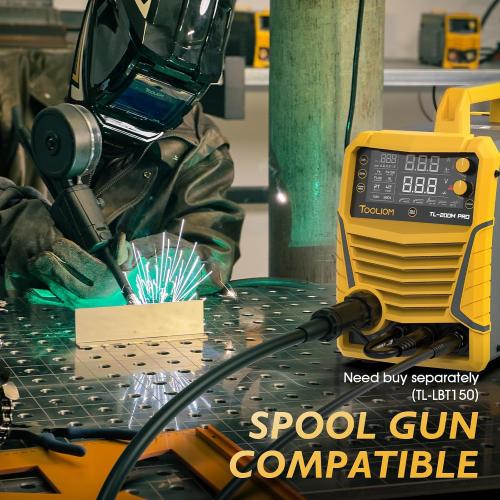 TOOLIOM 200A 5-in-1 Aluminum MIG Welder Kit, Wire & Gloves | 5 in 1 MIG/flux MIG/spool gun MIG/Lift TIG/stick welder, 110/220V Dual Voltage, smart synergic control