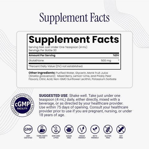 Rho Nutrition Liposomal Glutathione - Ultra High Absorption Liquid Glutathione Supplement - Supports Natural Detoxification, Immune System, Skin Health, Mental Clarity & Overall Well-Being