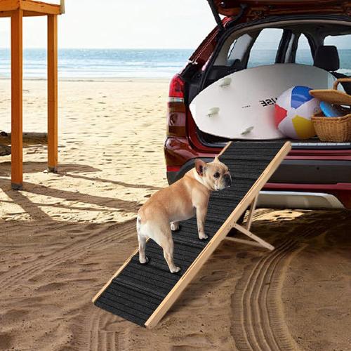 Upgraded Dog Ramp for Bed, Couch, Car, Foldable Pet Ramp, Non-Slip Pad & Safety Baffle-6 Adjustable Height 12 to 30, Portable Stable Pet Steps for Small & Medium Old Dogs & Cats