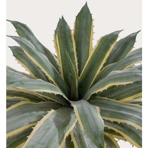 SUNPRAIRIE 32 Inch Tall Large Faux Agave Plant with Two-Tone Sawtooth Edged Leaves; Planted in Black Pot with Real Stone Pebbles. Large Artificial Plants Indoor and Outdoor.