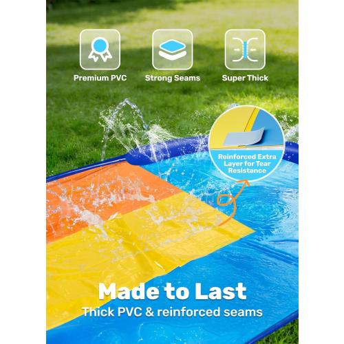 Sloosh Triple Water Slide with 3 BodyBoards, 18FT Lawn Slip Water Splash Slide Summer Toy Splash Pad with Build in Advanced Sprinkler for Kids Adults Backyard Summer Water Fun