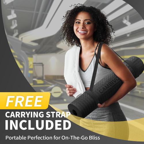 CAMBIVO Yoga Mat for Women Men Kids, 1/3 & 1/4 & 2/5 Inch Extra Thick Yoga Mat Non Slip,  TPE Yoga Mats, Workout Mat with Carrying Strap for Yoga, Pilates and Floor Exercises