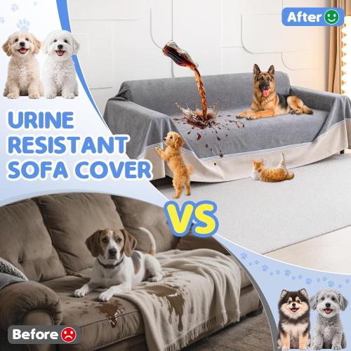 Loiion 100% Double-Sided Waterproof Dog Sofa Cover - Anti-Slip, Leakproof Couch Cover, Pet-Friendly Couch Protectors for Puppy, Large Dog, Kids and Pets 150X91