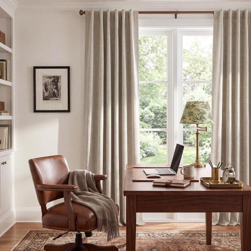 NICETOWN 100% Blackout Linen Curtains for Bedroom/Living Room 90 L, 2 PCs