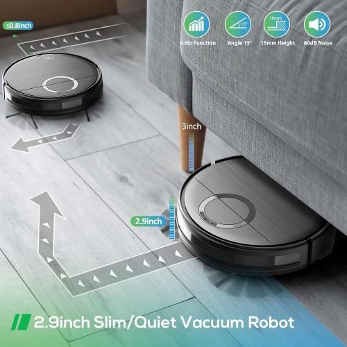 Robot Vacuum and Mop Combo, 2 in 1 Mopping Robotic Vacuum Cleaner with Schedule, Wi-Fi/App/Remote, Strong Suction, Self-Charging, Slim, Ideal for Hard Floor, Pet Hair, Low-Pile Carpet