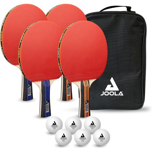 JOOLA Advanced Premium Ping Pong Paddles Set of 4 - Professional Table Tennis Paddles, 6 Advanced Training 3 Star Ping Pong Balls, and Carrying Case - Tournament Level - Indoor and Outdoor Compatible