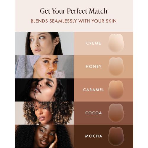 Bare Babe Nipple Covers with Lift - Reusable Sticky Bra Push Up - Waterproof Nipple Pasties Strapless Bras for Women 4 Shades