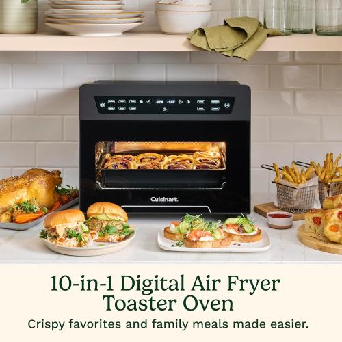 Cuisinart 10-in-1 Digital Air Fryer Toaster Oven, Countertop Convection Oven with Stainless Steel Interior Air Fry, Bake, Toast & Roast, Family Size Fits 4-lb. Chicken, PFAS Free Accessories