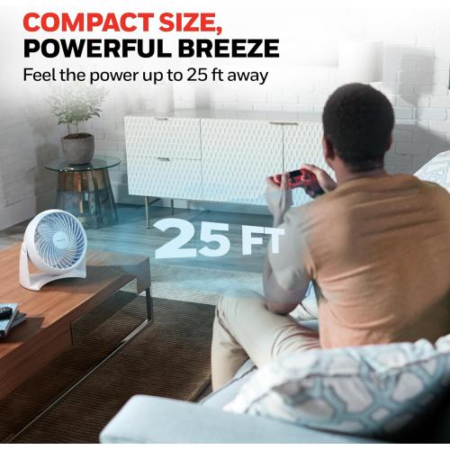 Honeywell HT-904 TurboForce Tabletop Air Circulator Fan, Small, White – Quiet Personal Fan for Home or Office, 3 Speeds and 90 Degree Pivoting Head