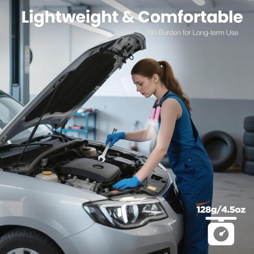 WORKPRO Rechargeable Neck Light for Hands-Free Lighting, 3 Brightness Levels 300 Lumens Neck Light, Bendable Silicone Arm, Great for Mechanics, Reading, Camping, DIY Projects, Crafting, Pink Ribbon