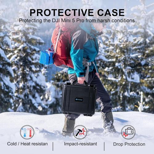 Lekufee Waterproof Hard Carrying Case for DJI Mini 5 Pro Drone, Fly More Combo, DJI RC 2/RC N3, Battery(6 pcs), Charging Hub, and other Accessories(Case Only)