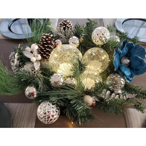 Crackle Globe LED Lamp Battery Operated , Lighted Glass Orb for Festival Christmas Decoration, Gold Mercury Glass Ball Light for Living Room Indoor (No Timer)
