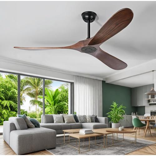 72 Inch Ceiling Fan No Light ，Wood Outdoor Ceiling Fans for Patios Living Room Garage Gazebo Mid Century Modern Exterior Extra Large Waterproof Ceiling Fan Without Light with Downrod (Walnut)