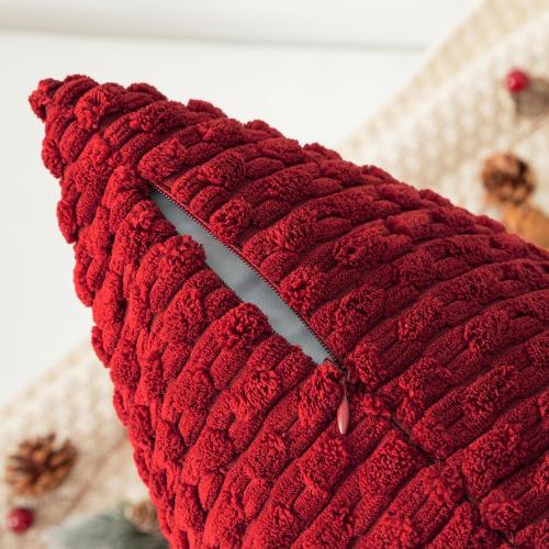 Kevin Textile Valentines 12x20 Inch Pillow Cover 1 Pack Boho Decorative Soft Striped Corduroy Lumbar Farmhouse Color Accent Rectangle Cushion Case for Living Room Couch Sofa Bed, Burgundy