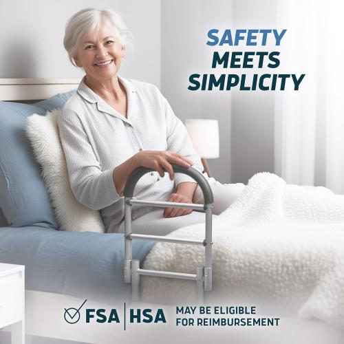 Lunderg Bed Assist Rail for Seniors with Non-Slip Grab Bar - Easy to Install Bed Rails for Elderly Adults Safety & Post-Surgery - Helps Reduce Falls & Support Independence