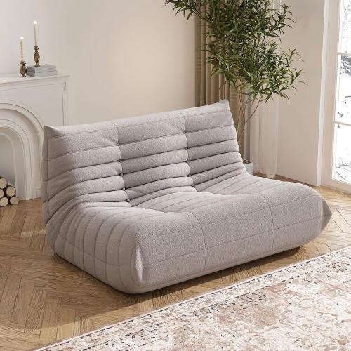 Grey Bean Bag Chair for Adults, Oversized Loveseat Fireside Chair Comfy Lazy Floor Sofa, 2 Seater Lazy Sofa Couch Memory Foam Bean Bag for Living Room, Bedroom Apartment Office (Grey)